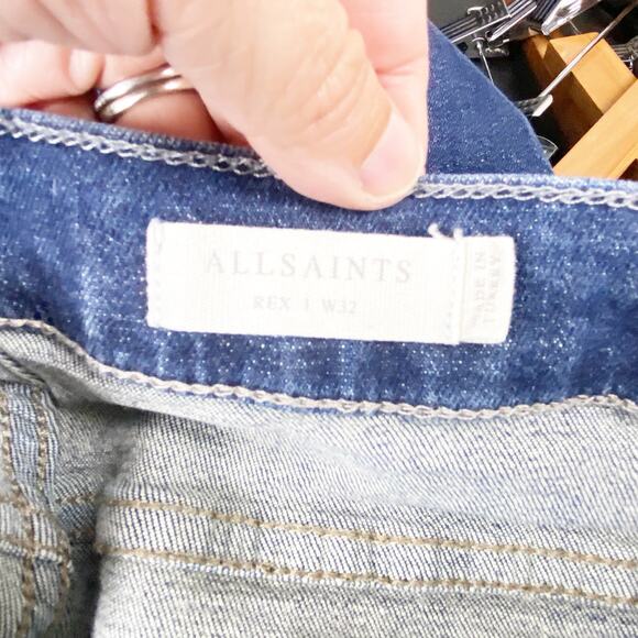 AllSaints Rex I Slim Straight Button Fly Dark Wash Men’s Jeans W32 - Picture 6 of 9